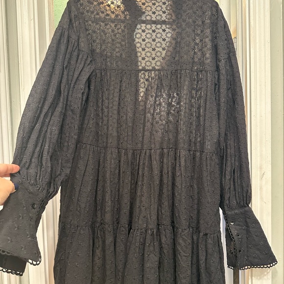 Black Eyelet Long Sleeve Dress - Picture 2 of 6